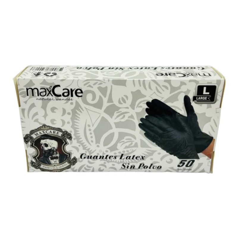 Guantes-de-latex-Maxcare-50-UDS-Talla-L (2) Guantes de latex negros Maxcare Talla L - Imagen 2