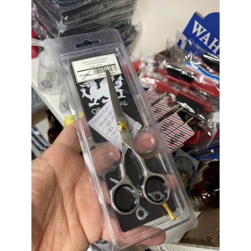 Tijera filo navaja punta dorada 5,5 pulg Obopekal - Imagen 4