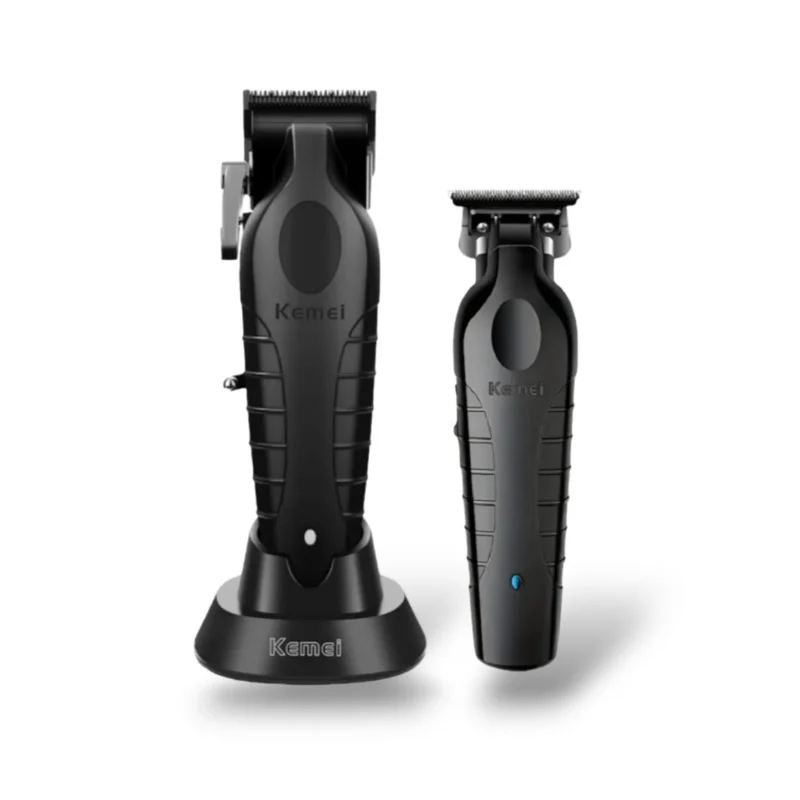 combo-maquina-clipper-trimmer-kemei-black (1) Combo Máquina Clipper y Trimmer Kemei Black - Imagen 1