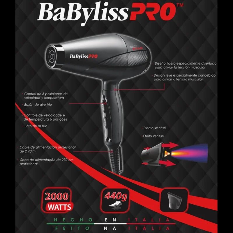 Secador BaBylissPRO Black Star 2000W - Imagen 4