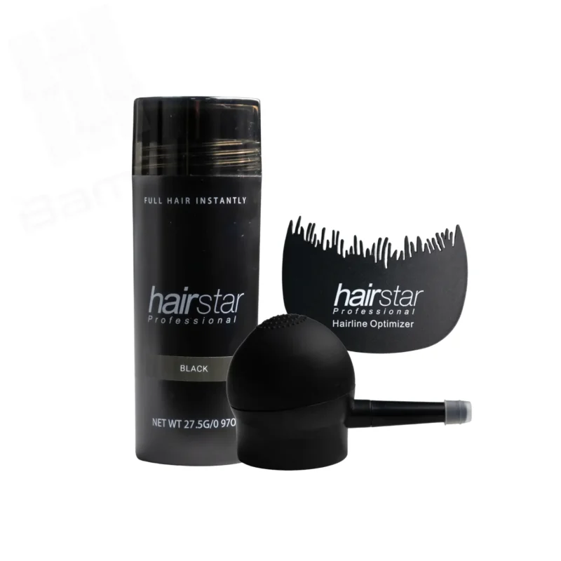 Kit profesional de fibra capilar negra con bomba difusora y plantilla - Imagen 2